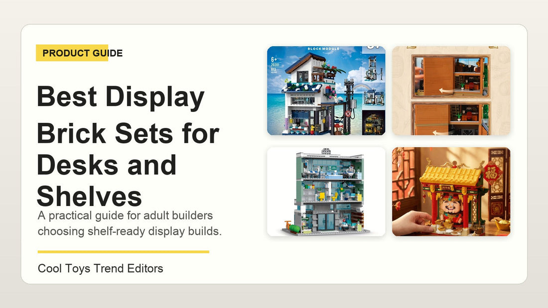 Editorial cover for a display brick sets buying guide for desks and shelves