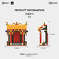 Chinese Wealth God Shrine building set size diagram showing 22.4 cm width 10.1 cm depth and 23.4 cm height