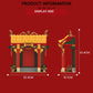Product information image showing the shrine set dimensions and package notes in English