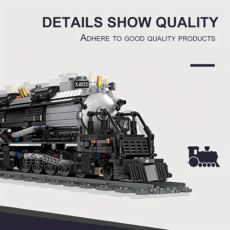 Creative Steam Locomotive Train Building Blocks, Railway Express Bricks, City Model, Track Toys, Collection Gifts