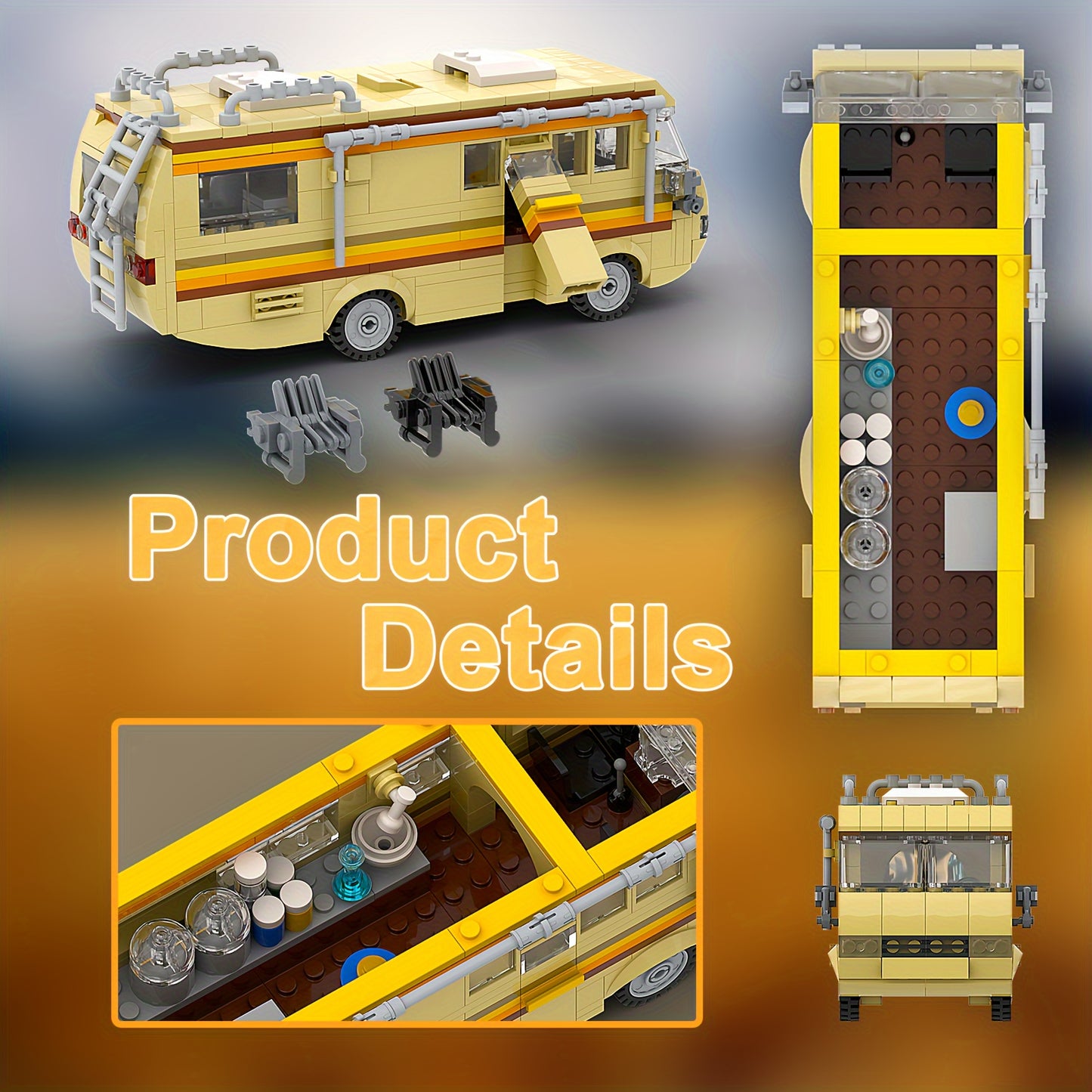 360pcs Breaking Bad RV Model Building Set - Creative Merchandise Van Bus Bricks Kit for Halloween, Thanksgiving, Christmas Gift