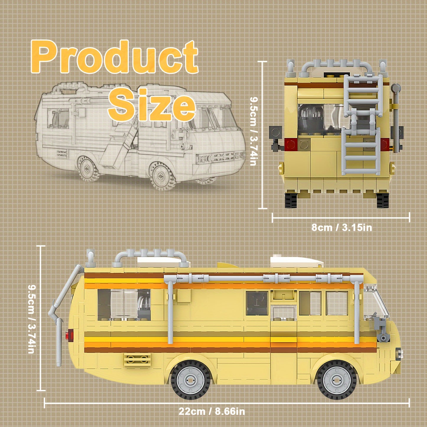 360pcs Breaking Bad RV Model Building Set - Creative Merchandise Van Bus Bricks Kit for Halloween, Thanksgiving, Christmas Gift