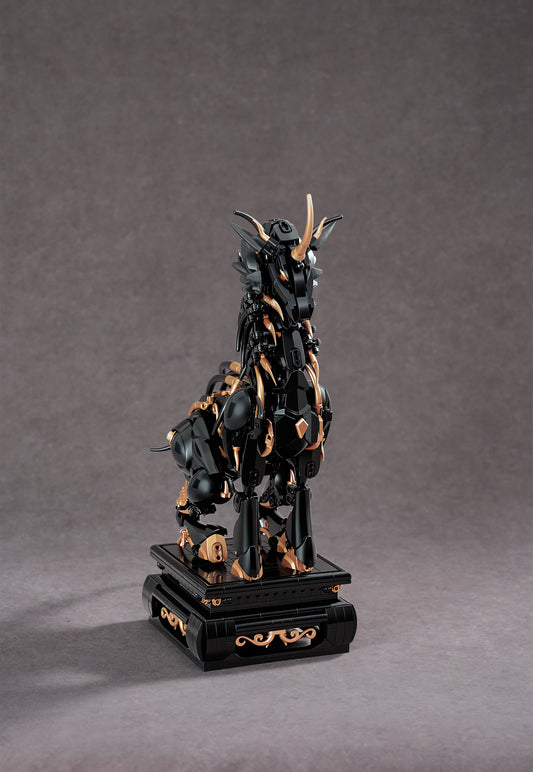 MrKuriosity Xiezhi Divine Beast black and gold collectible mecha model front three-quarter view