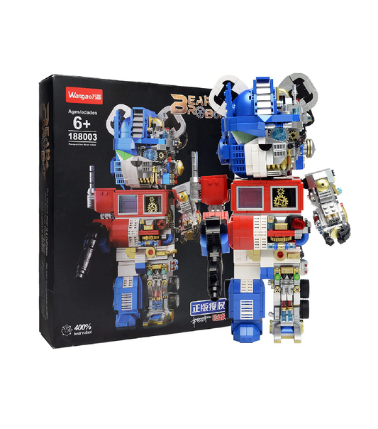 Mrkuriosity Mecha Bear Building Kits ,Optimuss Prime Mecha-Bear Display Toy Model, Violent Bear Building Blocks, Collectible Half-Mecha Detail Building Sets, for Adults & Kids(1807 Pieces)