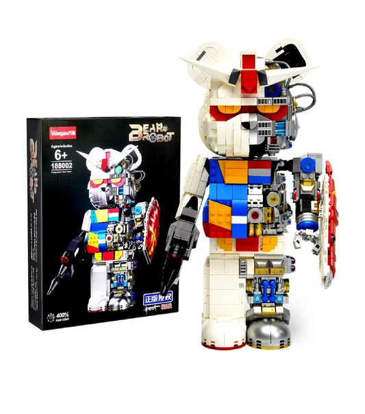 Mrkuriosity Mecha-Bear Building Sets, Half-Mecha Violent Bear Collectible Building Blocks Kit Display Model, Gift for Teens & Adults(1681 Pieces)