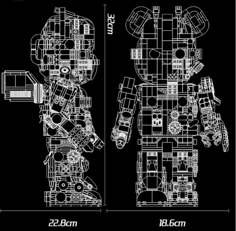 Mrkuriosity Mecha Bear Building Block Kit, Mechanical Violent Bear Display Art Toy Model,Creative Collectible Gift for Adults & Kids