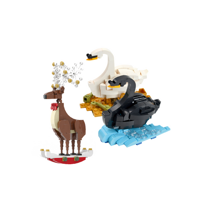 Mrkuriosity Basic Building Blocks,Animal Toy Building Kit,Christmas Reindeer,Black and White swan Movable Building Blocks Toy Building Sets for Kids, Gift for Adults and Kids