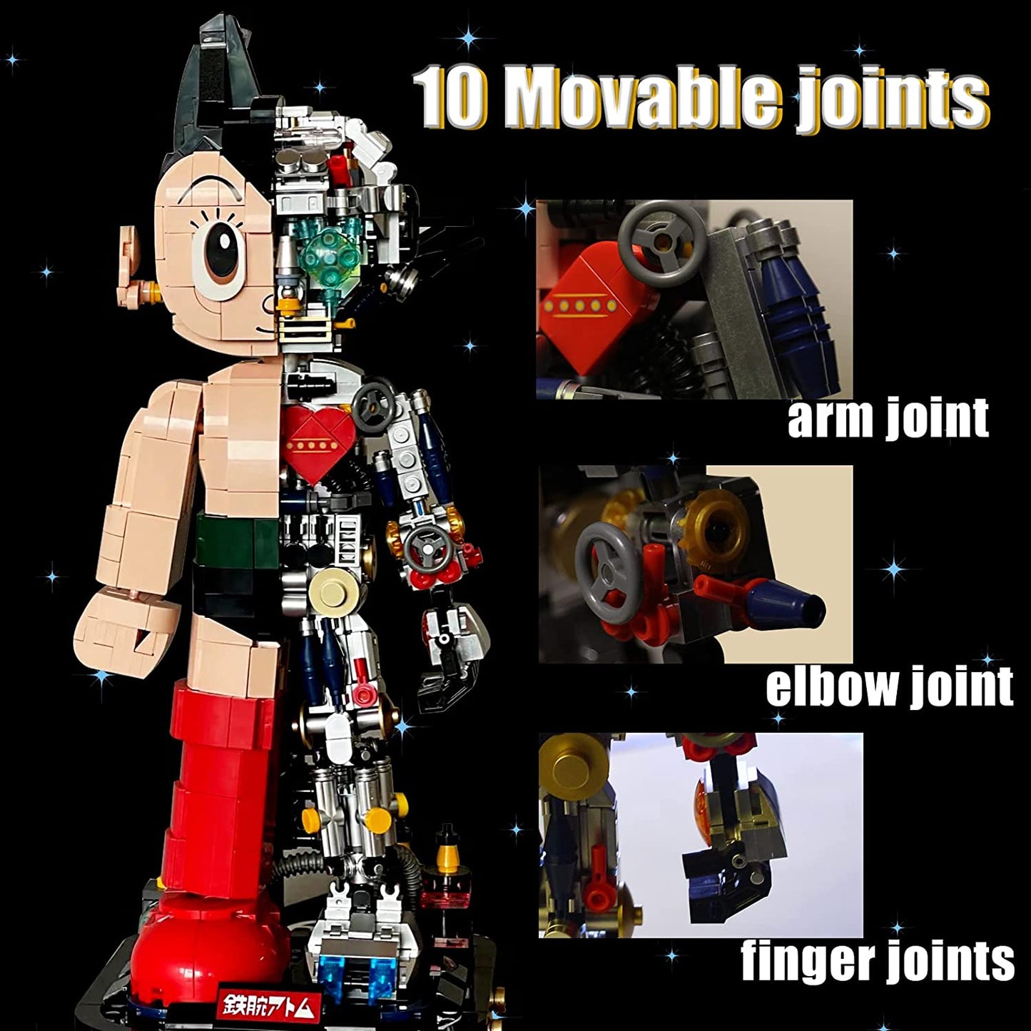 Mrkuriosity Mech Astro Boy Toy Building Kit,Astro Boy Building for Block ,Collectible Mighty Atom Display Model,Half Mech Detail Hand-Made Mech Building Blocks,Gift for Adults and Kids(1258 Pieces)