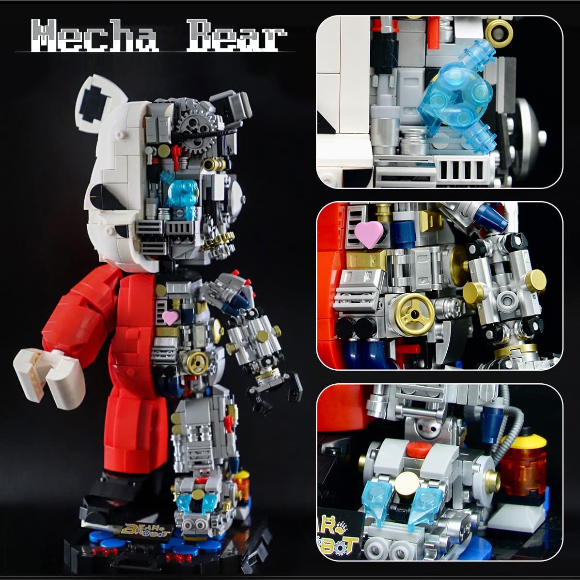 Mecha Bear Building Block Kit, Mrkuriosity Mechanical Violent Bear Display Art Toy Model,Creative Collectible Gift for Adults & Kids (1471 Pieces)