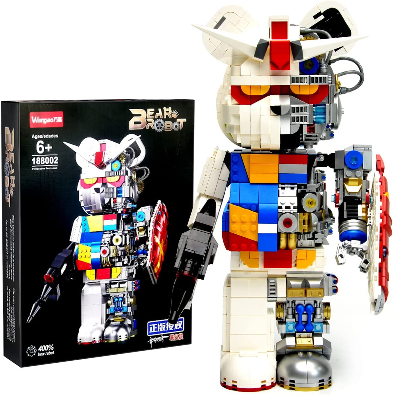 Mrkuriosity Mecha-Bear Building Sets, Half-Mecha Violent Bear Collectible Building Blocks Kit Display Model, Gift for Teens & Adults(1681 Pieces)