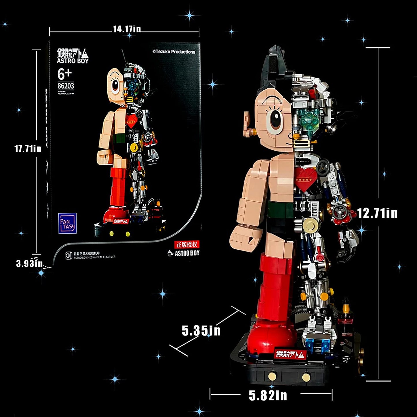 Mrkuriosity Mech Astro Boy Toy Building Kit,Astro Boy Building for Block ,Collectible Mighty Atom Display Model,Half Mech Detail Hand-Made Mech Building Blocks,Gift for Adults and Kids(1258 Pieces)