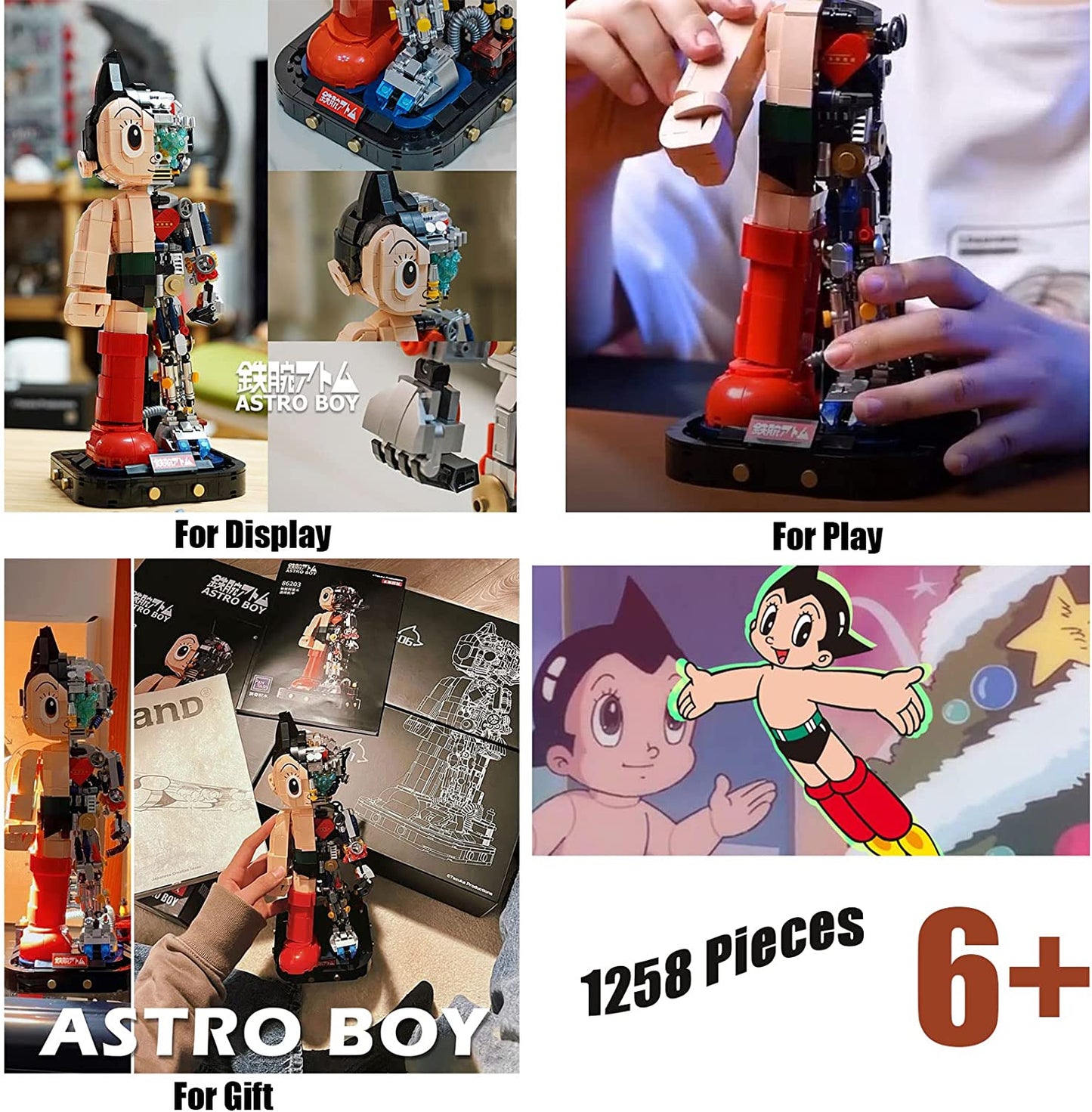 Mrkuriosity Mech Astro Boy Toy Building Kit,Astro Boy Building for Block ,Collectible Mighty Atom Display Model,Half Mech Detail Hand-Made Mech Building Blocks,Gift for Adults and Kids(1258 Pieces)