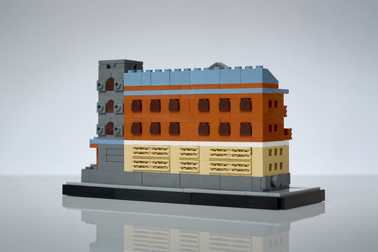 Rear view of the finished Astor Hotel Tianjin building-block model