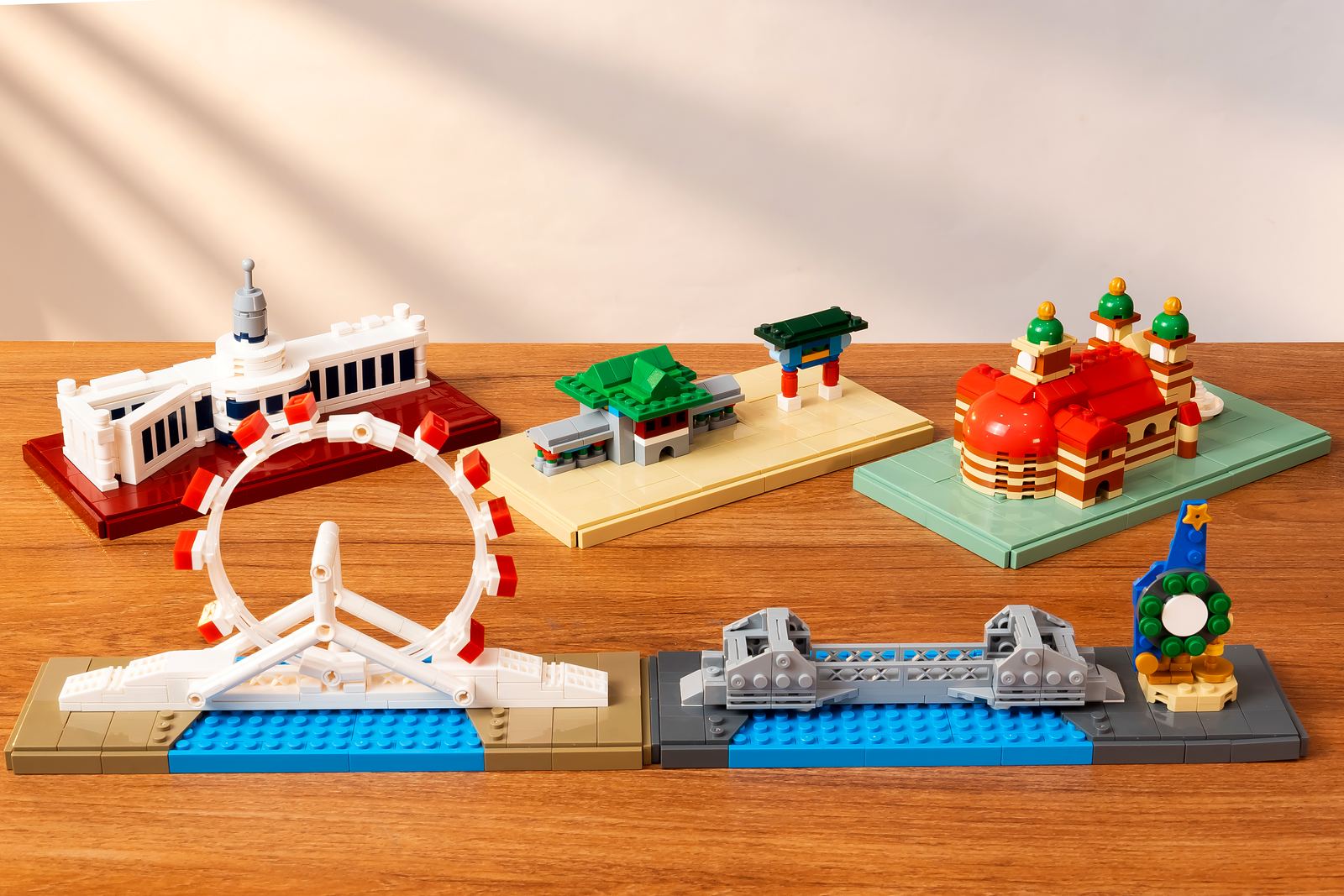 Complete Tianjin city collection showing all five physical landmark models together