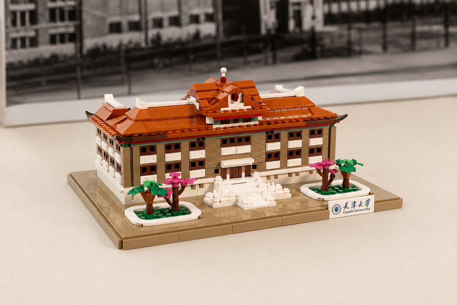 Complete No. 9 Teaching Building set with its red tiled roof and formal entrance