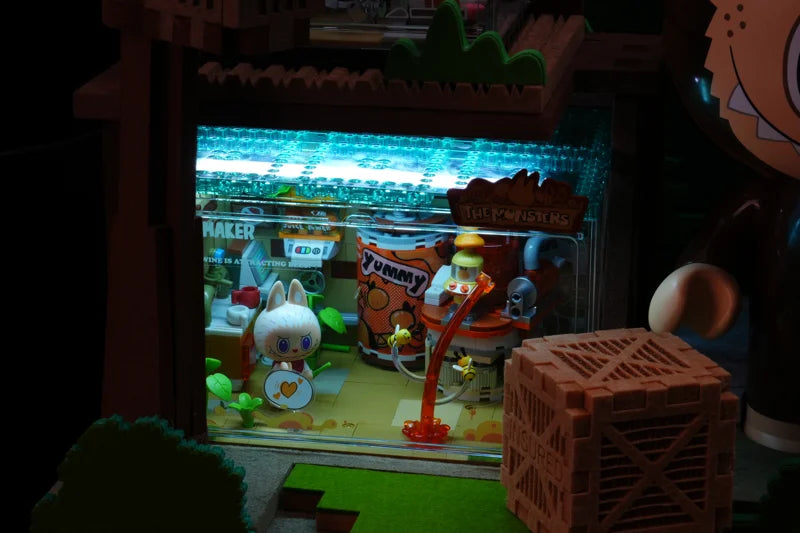 Illuminated collectible display box within the woodland scene